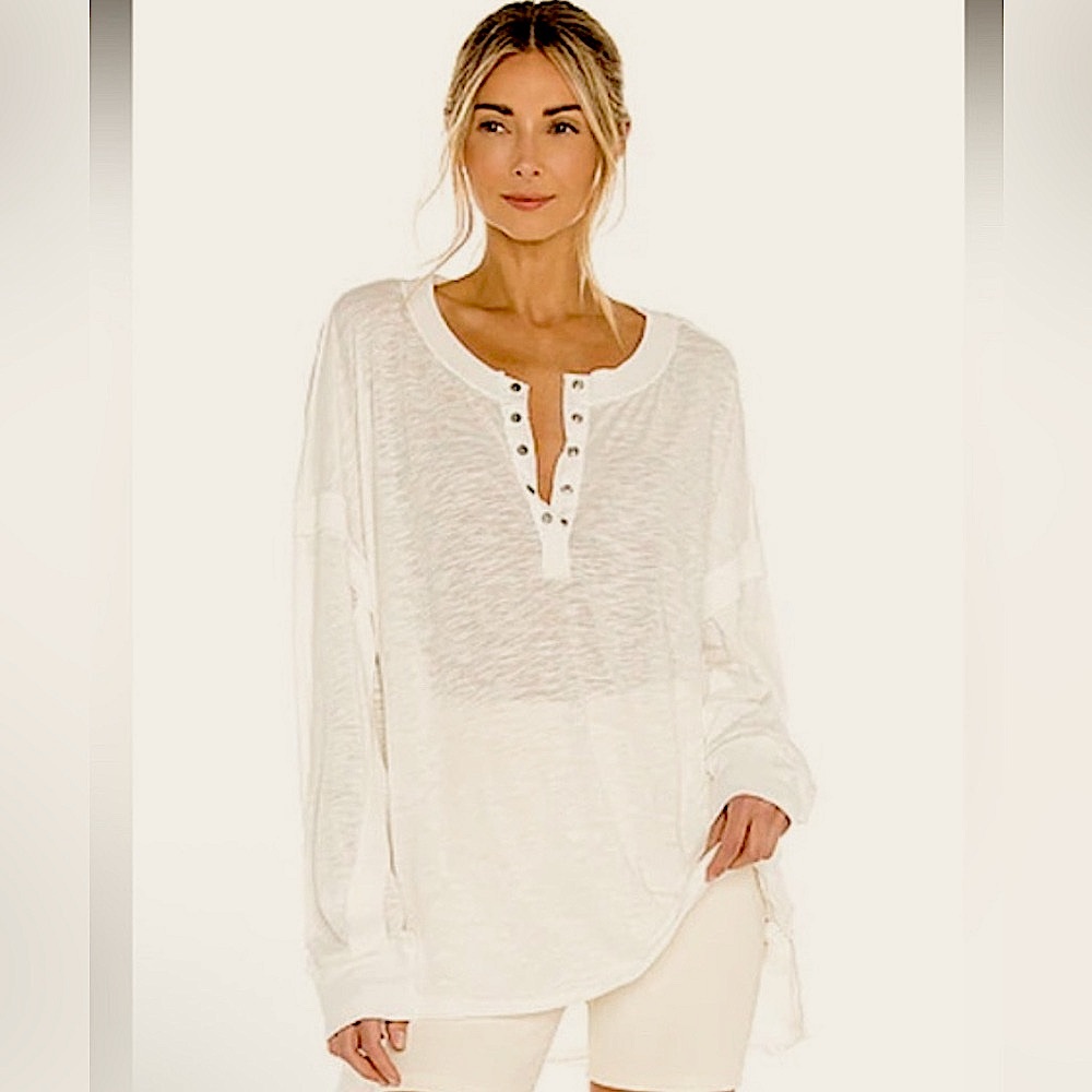 NWT FREE PEOPLE FP SzM Oversized 25”PtP One-Up shirt COTTON sold out